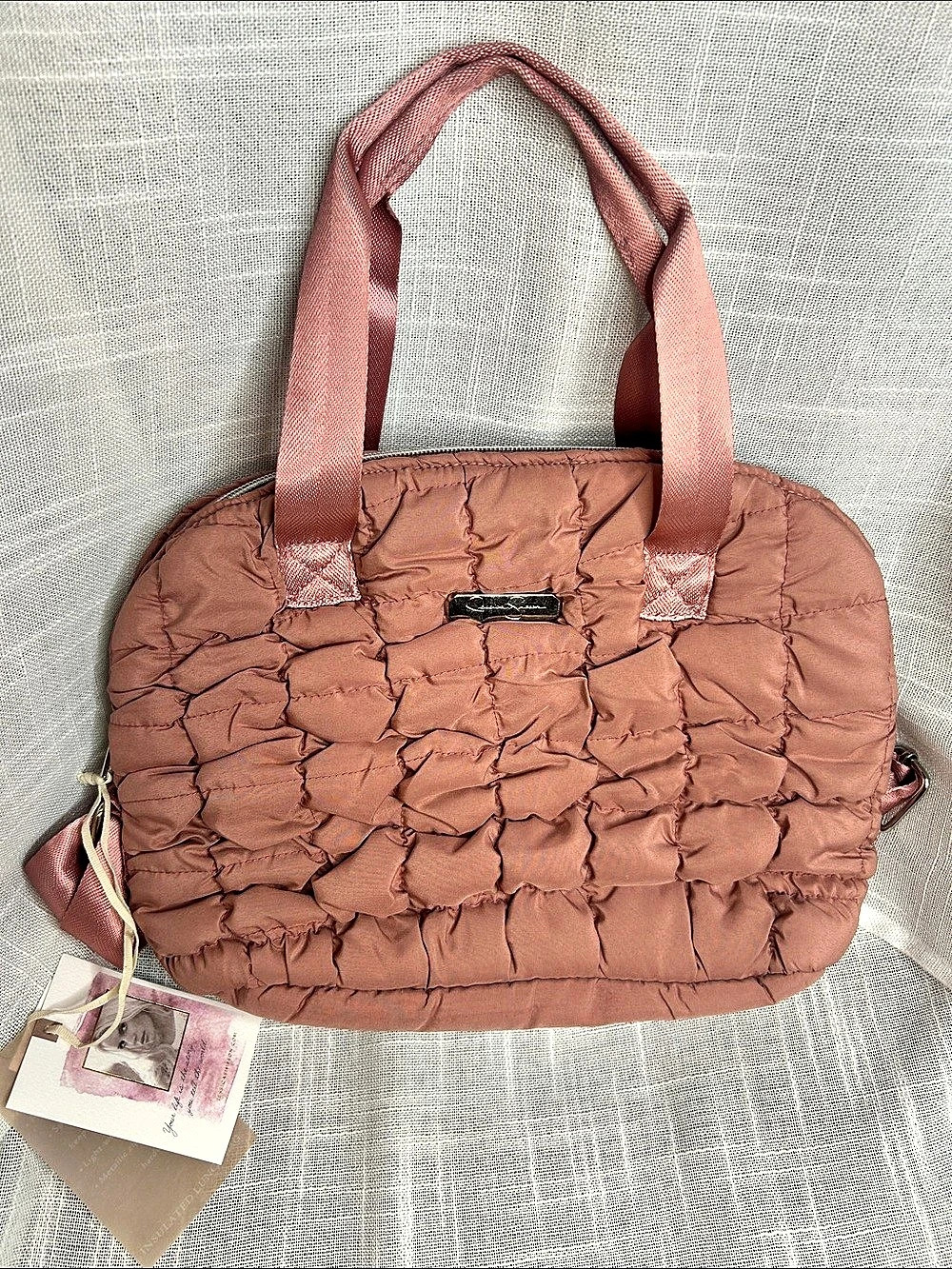 Jessica Simpson Quilted Shoulder Lunch Bag in Pink NWT